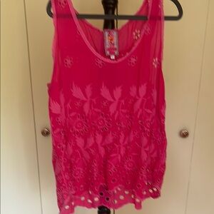Johnny Was Pink Embellished Tank Top